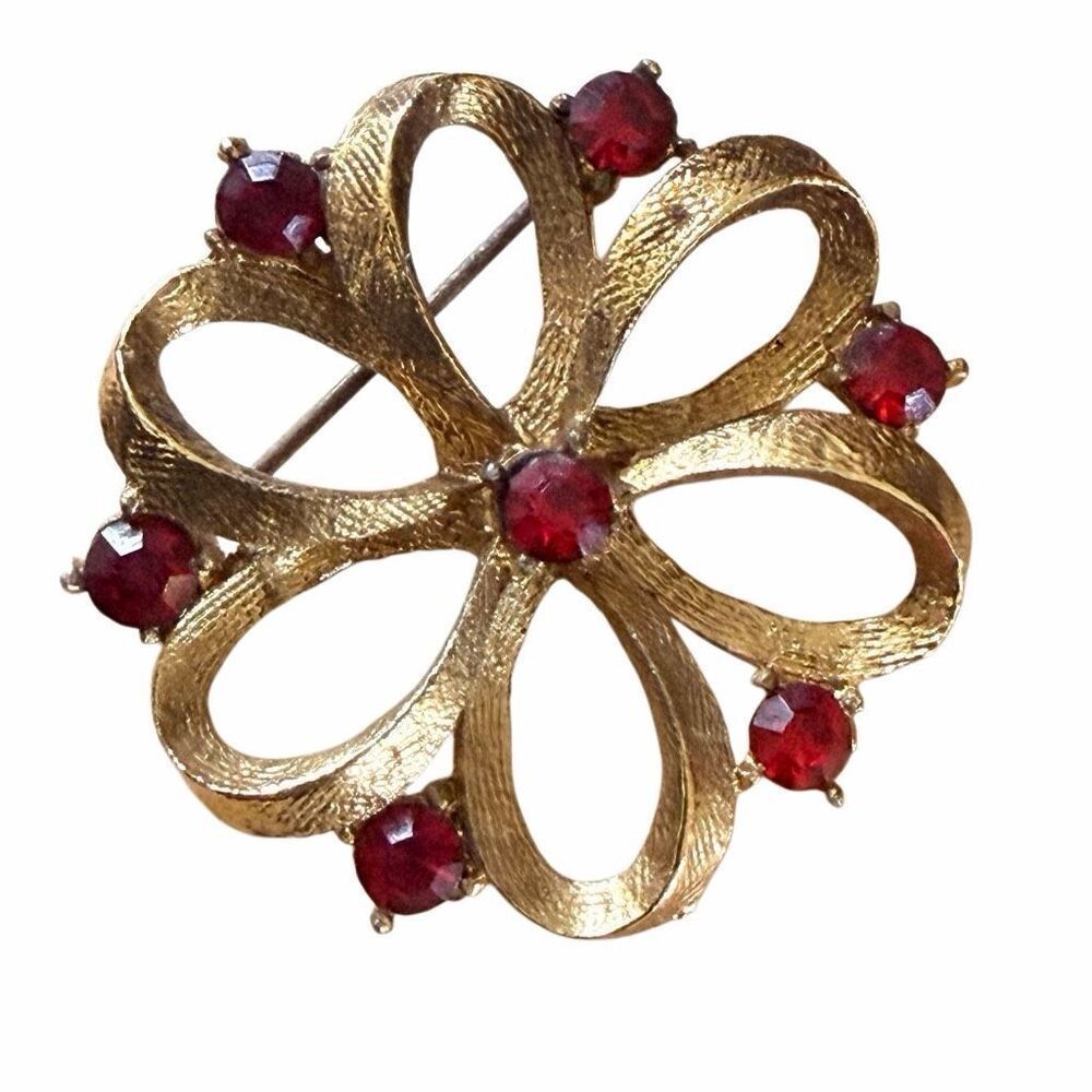 Vintage Gold Tone Ribbon Loop Brooch